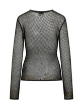 GANNI - Long Sleeve Mesh T-shirt with Floral Appliqué - Black - LIDIASHOPPING® - Official Website