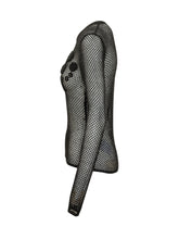 GANNI - Long Sleeve Mesh T-shirt with Floral Appliqué - Black - LIDIASHOPPING® - Official Website