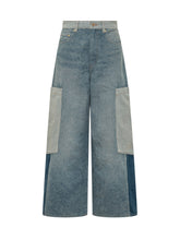 GANNI - Patchwork Cargo Jeans with Wide Leg - Blue - LIDIASHOPPING® - Official Website