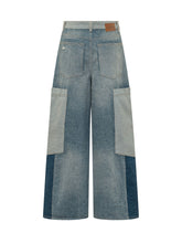 GANNI - Patchwork Cargo Jeans with Wide Leg - Blue - LIDIASHOPPING® - Official Website