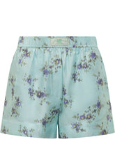 GANNI - Floral Print Shorts with Elastic Waist - Blue - LIDIASHOPPING® - Official Website