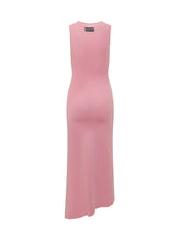 MARINE SERRE - Abito Midi Pearl Logo Senza Maniche - Rosa - LIDIASHOPPING® - Official Website