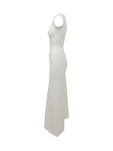 MARINE SERRE - Pearl Logo Midi Dress with Asymmetric Hem - White - LIDIASHOPPING® - Official Website