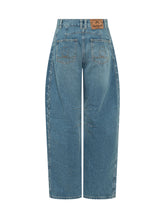 MARINE SERRE - Jeans Baggy in Denim con Tasche e Passanti - Blu - LIDIASHOPPING® - Official Website