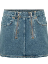 MARINE SERRE - Gonna Mini in Denim con Zip Frontali - Blu - LIDIASHOPPING® - Official Website