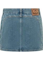 MARINE SERRE - Gonna Mini in Denim con Zip Frontali - Blu - LIDIASHOPPING® - Official Website
