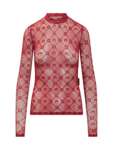 MARINE SERRE - Top in Mesh con Collo Alto - Rosso - LIDIASHOPPING® - Official Website