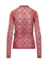 MARINE SERRE - Top in Mesh con Collo Alto - Rosso - LIDIASHOPPING® - Official Website