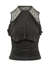 MARINE SERRE - Top Senza Maniche Drappeggiato - Nero - LIDIASHOPPING® - Official Website