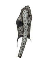 MARINE SERRE - Long Sleeve Embroidered Tulle Bodysuit - Black - LIDIASHOPPING® - Official Website