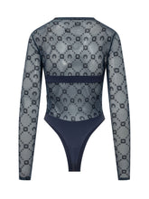 MARINE SERRE - Long Sleeve Embroidered Tulle Bodysuit - Blue - LIDIASHOPPING® - Official Website