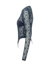MARINE SERRE - Long Sleeve Embroidered Tulle Bodysuit - Blue - LIDIASHOPPING® - Official Website