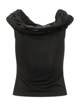 MARINE SERRE - Top Bustier in Jersey con Drappeggio - Nero | Lidia Shopping | Official Website