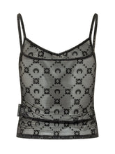 MARINE SERRE - Moonogram Mesh Strap Top - Black - LIDIASHOPPING® - Official Website