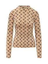 MARINE SERRE - Moon Print High Neck Top - Beige - LIDIASHOPPING® - Official Website