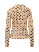 MARINE SERRE - Moon Print High Neck Top - Beige - LIDIASHOPPING® - Official Website