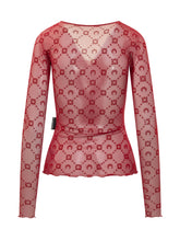 MARINE SERRE - Long Sleeve Top with Round Neck and Geometric Pattern - Red - LIDIASHOPPING® - Official Website