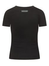 MARINE SERRE - T-shirt Baby Fit con Logo Ricamato - Nero | Lidia Shopping | Official Website