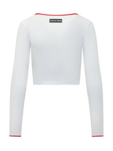 MARINE SERRE - Long Sleeve T-shirt with Round Neck and Embroidered Logo - White - LIDIASHOPPING® - Official Website