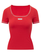 MARINE SERRE - Square Neck T-shirt - Red - LIDIASHOPPING® - Official Website