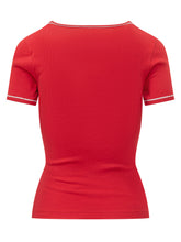 MARINE SERRE - Square Neck T-shirt - Red - LIDIASHOPPING® - Official Website