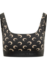 MARINE SERRE - Moon Sports Bra with Logo Band - Black - LIDIASHOPPING® - Official Website