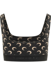 MARINE SERRE - Moon Sports Bra with Logo Band - Black - LIDIASHOPPING® - Official Website