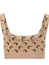 MARINE SERRE - Top Sportivo con Spalline Larghe e Motivo Grafico - Beige - LIDIASHOPPING® - Official Website