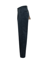 UNIVERSAL OVERALL - Relaxed Cotton Pants with Front Pleat - Blue - LIDIASHOPPING® - Official Website