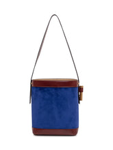 VERSACE - Small Leather and Suede Bucket Bag - Blue - LIDIASHOPPING® - Official Website