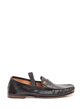 VERSACE - Loafers with Visible Stitching - Black - LIDIASHOPPING® - Official Website