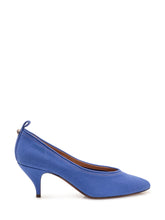 VERSACE - Pointed Toe Pumps with Mid Heel - Blue - LIDIASHOPPING® - Official Website