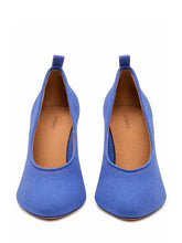 VERSACE - Pointed Toe Pumps with Mid Heel - Blue - LIDIASHOPPING® - Official Website