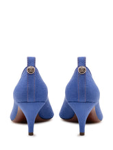 VERSACE - Pointed Toe Pumps with Mid Heel - Blue - LIDIASHOPPING® - Official Website