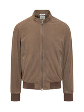 ESTERNO - Suede Bomber Jacket with Zip - Brown - LIDIASHOPPING® - Official Website