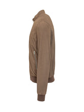 ESTERNO - Suede Bomber Jacket with Zip - Brown - LIDIASHOPPING® - Official Website