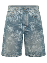 AMIRI - Chateau Denim Shorts with Landscape Print - Blue - LIDIASHOPPING® - Official Website