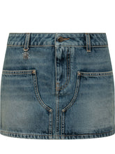 AMIRI - Mini Skirt with Pockets and Button Closure - Blue - LIDIASHOPPING® - Official Website