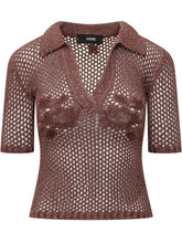 AMIRI - Polo in Maglia Traforata con Colletto e Scollo a V - Rosso - LIDIASHOPPING® - Official Website