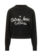 AMIRI - Crew Neck Sweater with Front Print - Black - LIDIASHOPPING® - Official Website