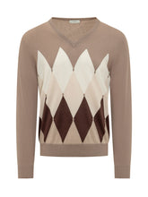 BALLANTYNE - V Neck Sweater with Geometric Pattern - Beige - LIDIASHOPPING® - Official Website