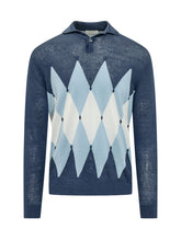 BALLANTYNE - Maglia con Collo Polo e Motivo Geometrico - Blu - LIDIASHOPPING® - Official Website