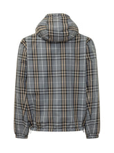 BURBERRY - Jacket with Hood and Check Pattern - Blue - LIDIASHOPPING® - Official Website