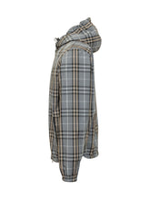 BURBERRY - Jacket with Hood and Check Pattern - Blue - LIDIASHOPPING® - Official Website