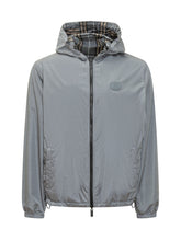 BURBERRY - Jacket with Hood and Check Pattern - Blue - LIDIASHOPPING® - Official Website