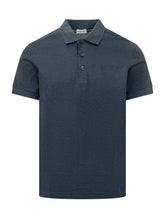 BURBERRY - Polo Shirt with Embroidered Logo - Blue - LIDIASHOPPING® - Official Website