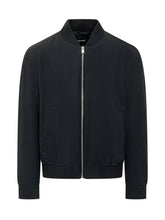 BOSS - Bomber Jacket with Front Zip and Ribbed Collar - Blue - LIDIASHOPPING® - Official Website