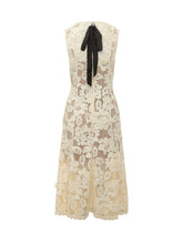 SELF-PORTRAIT - Abito Midi in Pizzo Beige - Giallo | Lidia Shopping | Official Website