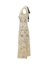 SELF-PORTRAIT - Abito Midi in Pizzo Beige - Giallo | Lidia Shopping ® | Official Website