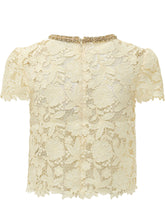 SELF-PORTRAIT - Top in Pizzo con Collo Gioiello - Bianco | Lidia Shopping | Official Website